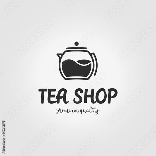 Teapot Logo Tea Shop Vintage Vector Illustration Design
