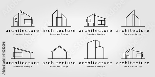 Set Bundle of Real Estate Home Design Inspiration logo Vector Line Art Illustration
