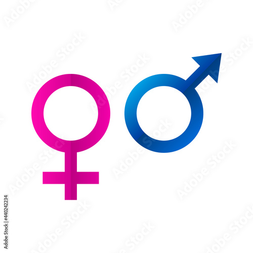 Vector illustration of gender symbols. Icon male and female.