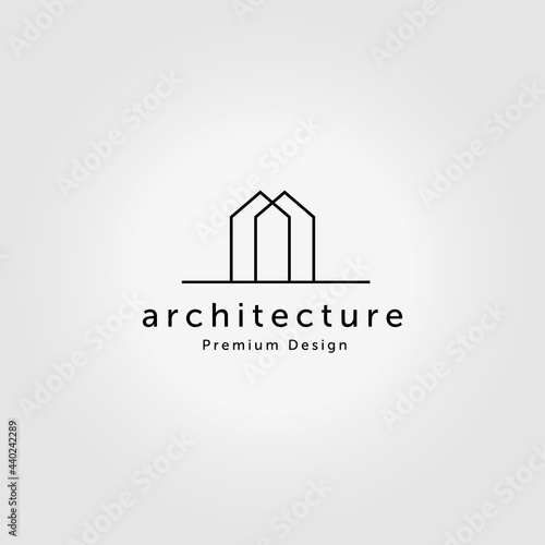 Modern Architecture Logo Line Art Minimalist Simple Design Illustration Vector