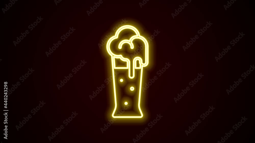 Glowing neon line Glass of beer icon isolated on black background. 4K Video motion graphic animation Glowing neon line Glass of beer icon isolated on black background. 4K Video motion graphic animation