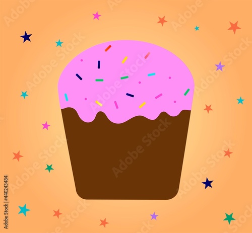 Vector illustration. Easter cupcake for a great holiday.