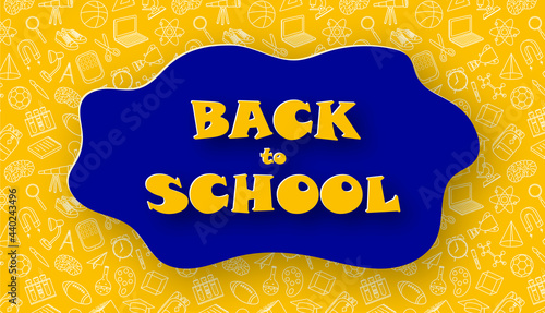 Back to school. Funny abstract banner in paper cut style.