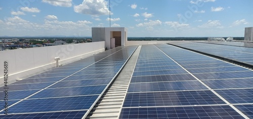 Solar cells on the roof of the building 