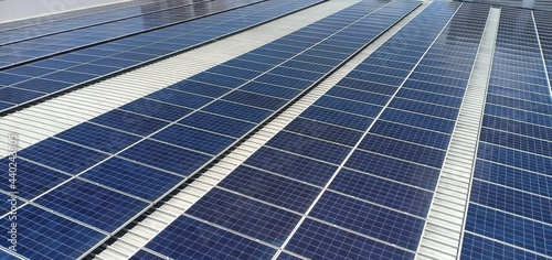 Solar cells on the roof of the building 