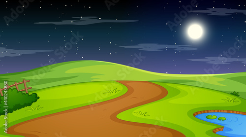 Nature forest landscape at night scene