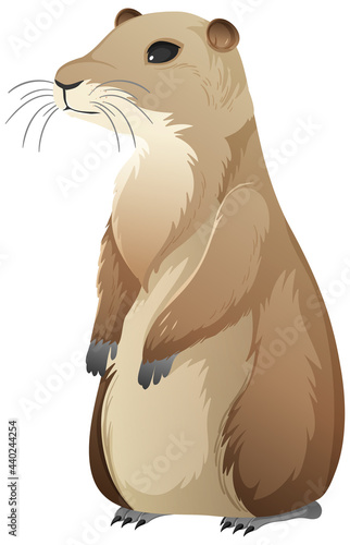Animal cartoon character of Prairie dog on white background