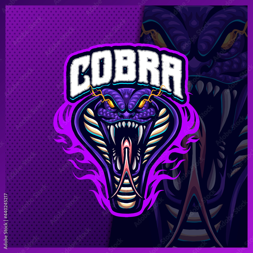 Premium Vector  Purple snake mascot gaming logo template for esports  streamer facebook