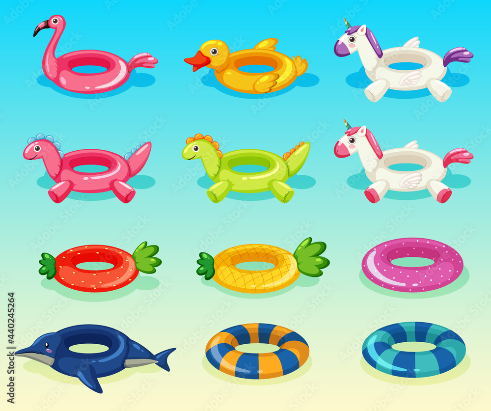 Different cute swimming ring set