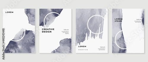 Cover design vector set. Watercolor book cover design, Abstract art design with colorful watercolor background. Can be use for poster, wall arts, magazine,  brochure , banner and website.
