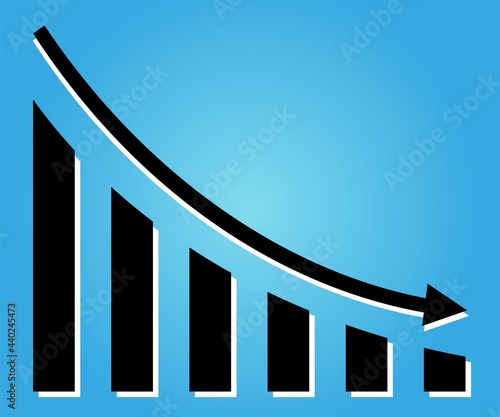 Graph with decrease report. Diagram with recession and bankruptcy progress.