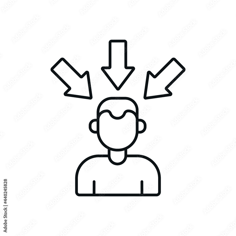 Pressure on person linear icon. Workaholic. Thin line customizable illustration. Contour symbol. Vector isolated outline drawing. Editable stroke Pressure on person linear icon. Workaholic. Thin line customizable illustration. Contour symbol. Vector isolated outline drawing. Editable stroke
