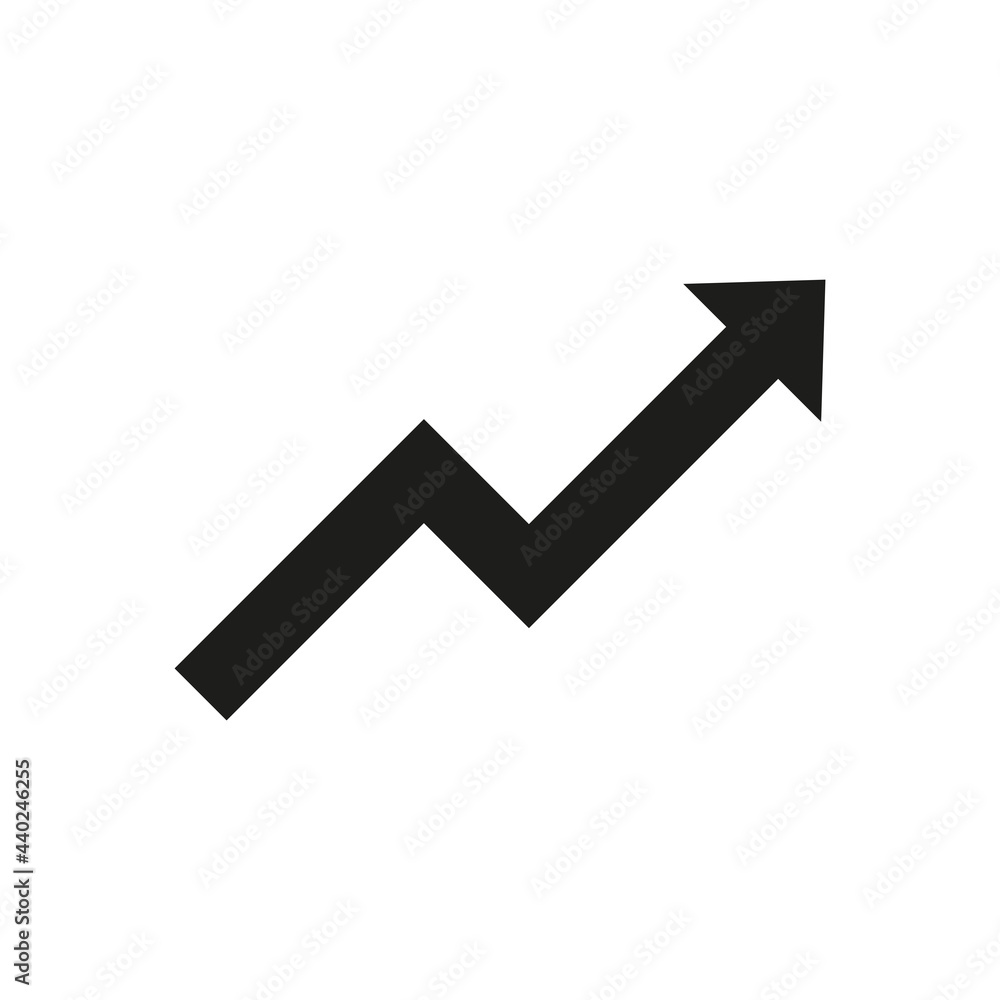 Up arrow icon. Chart, graph. Simple vector illustration on a white background Up arrow icon. Chart, graph. Simple vector illustration on a white background