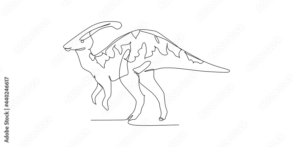 Obraz premium Single continuous line drawing of Pachycephalosauria. Prehistoric animal mascot concept for dinosaurs theme amusement park icon.