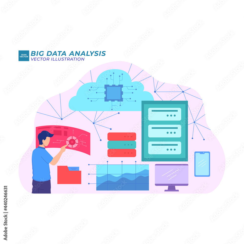 big data analysis flat illustration chart digital
