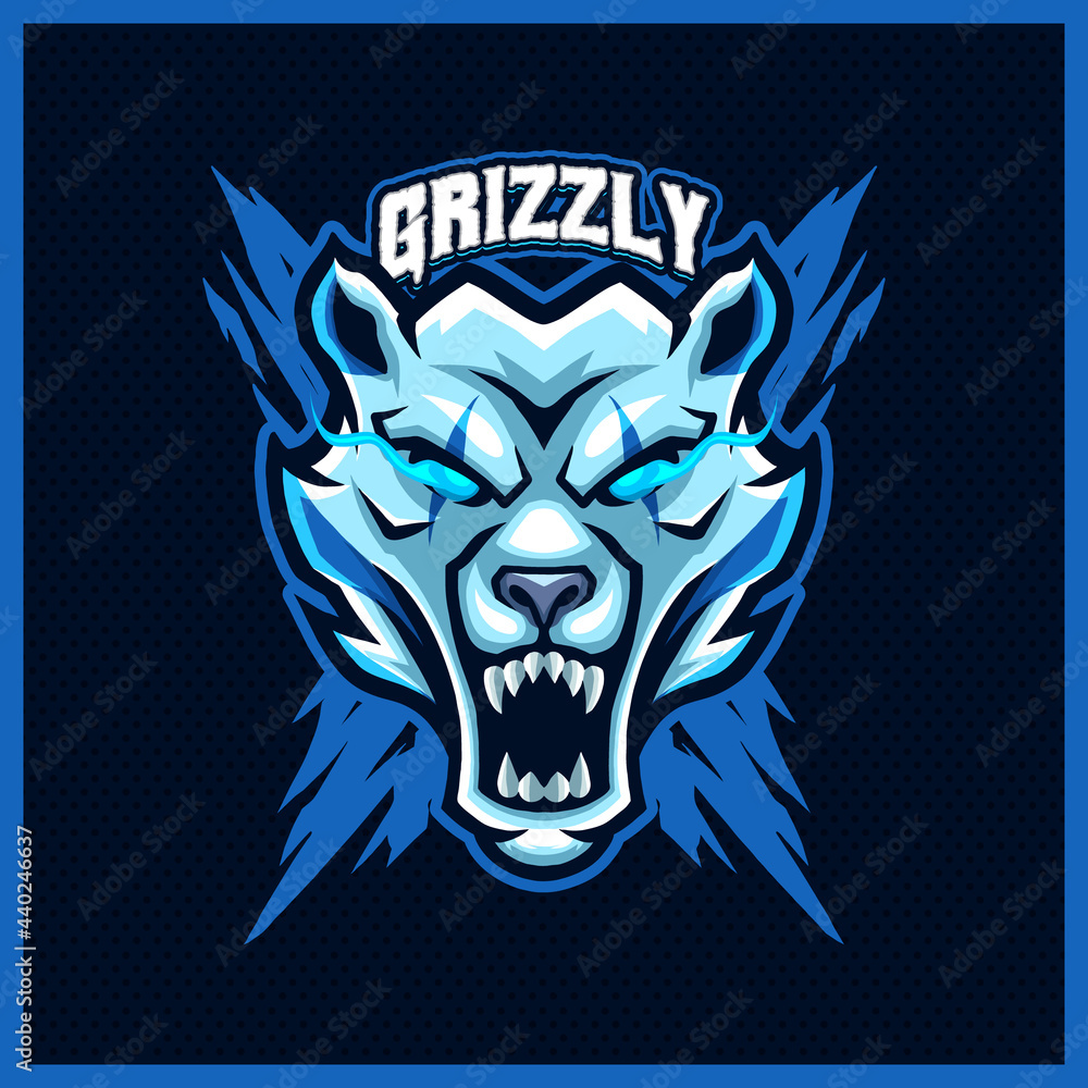 Grizzly Bears Roar mascot esport logo design illustrations vector template,  Polar Bear logo for team game streamer youtuber banner twitch discord, full  color cartoon style Векторный объект Stock | Adobe Stock