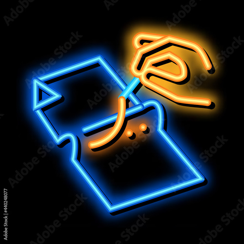 cobbler working with leather textile neon light sign vector. Glowing bright icon cobbler working with leather textile sign. transparent symbol illustration