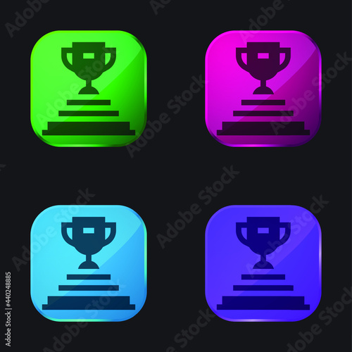 Achievement four color glass button icon