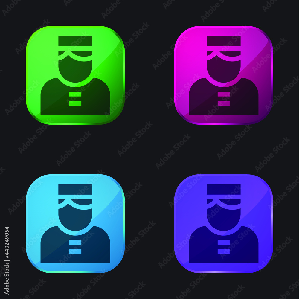 Bellboy four color glass button icon Bellboy four color glass button icon