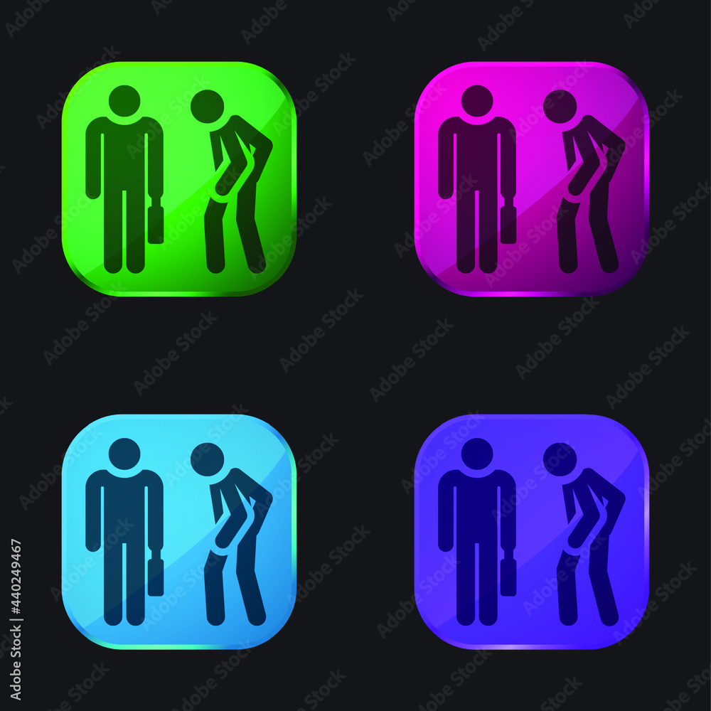 Angry four color glass button icon