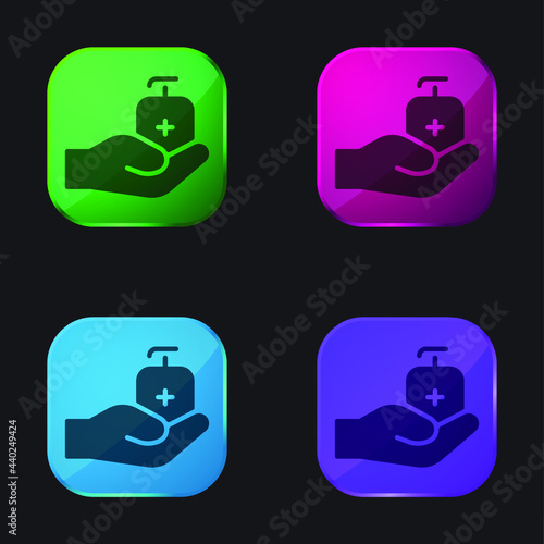 Antiseptic four color glass button icon
