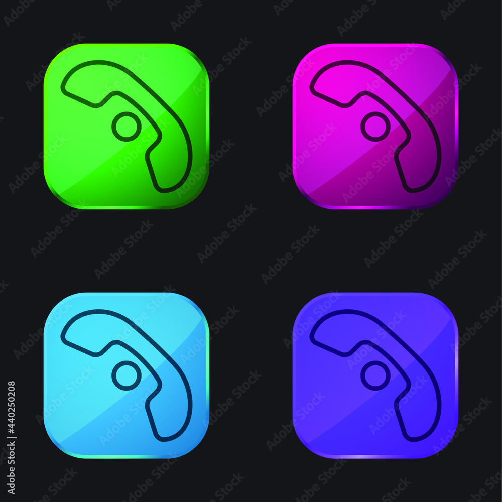Auricular Of A Telephone With A Dot Interface Symbol four color glass button icon Auricular Of A Telephone With A Dot Interface Symbol four color glass button icon