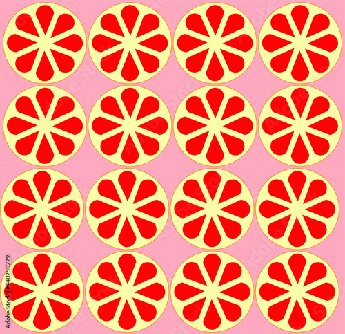 Grid pattern of pink grapefruit slices.