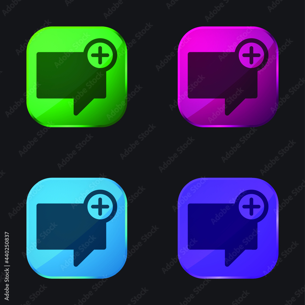 Add Folder Button four color glass button icon Add Folder Button four color glass button icon