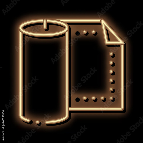 leather textile roll neon light sign vector. Glowing bright icon leather textile roll sign. transparent symbol illustration