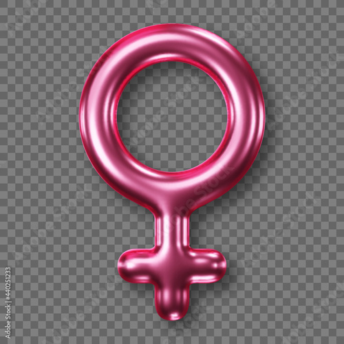 Shiny pink female gender symbol isolated on transparent background