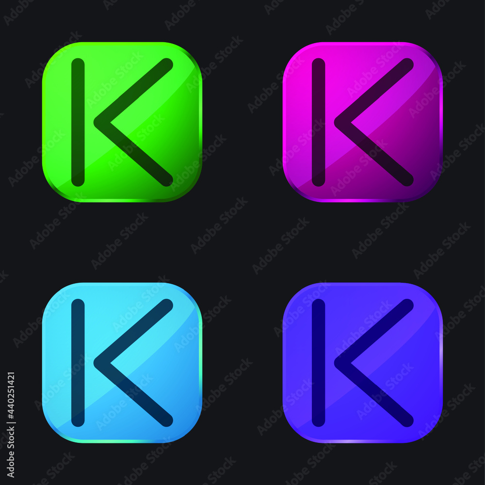 Back four color glass button icon Back four color glass button icon