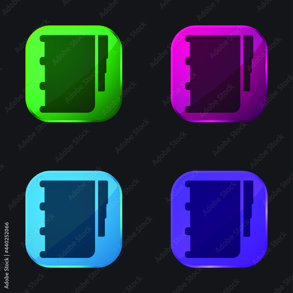 Agenda With Bookmarks four color glass button icon Agenda With Bookmarks four color glass button icon
