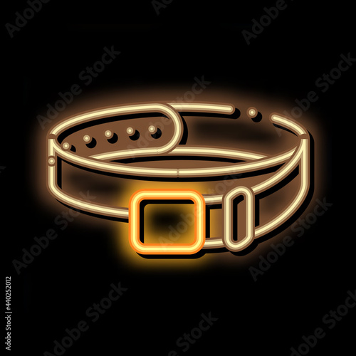leather belt neon light sign vector. Glowing bright icon leather belt sign. transparent symbol illustration