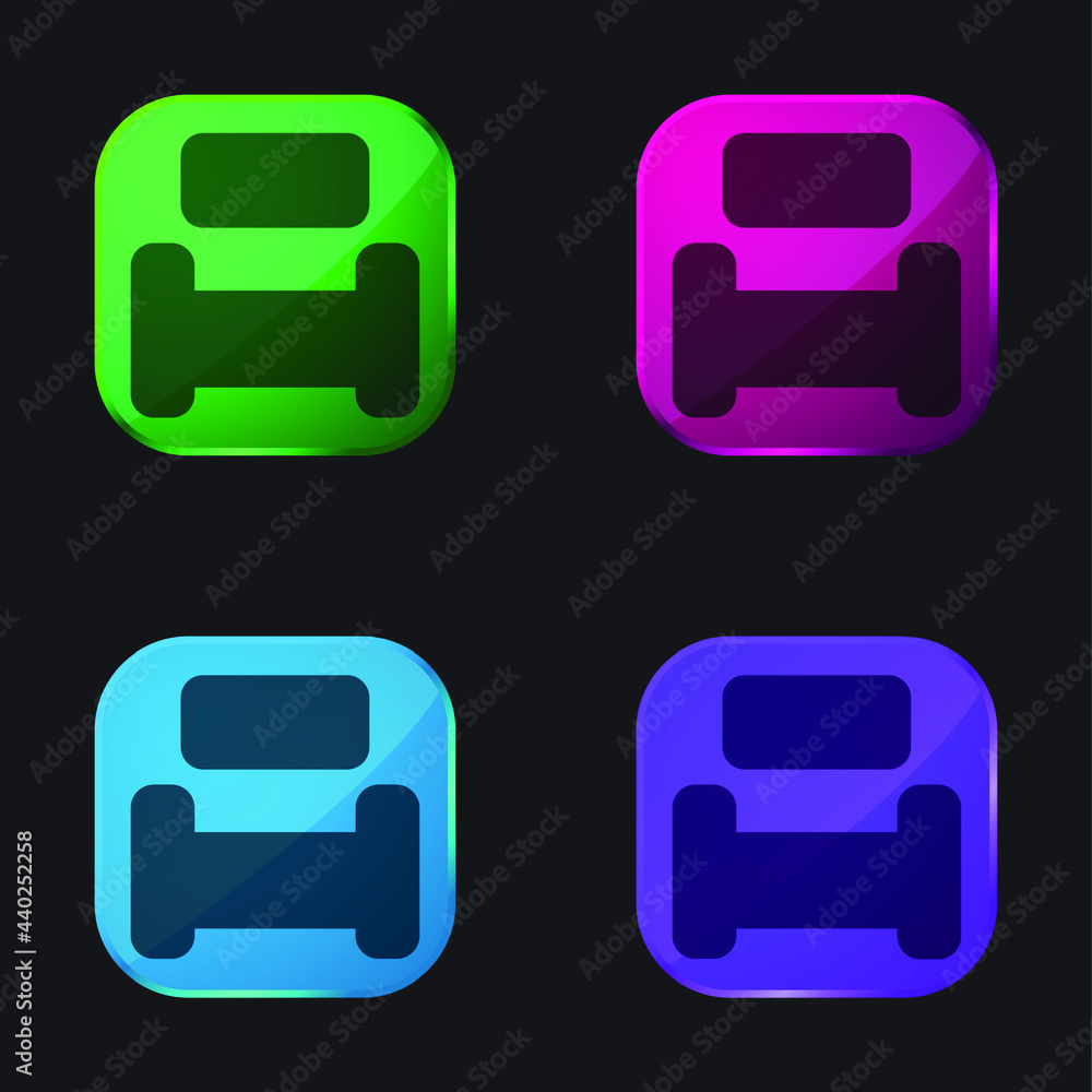 Armchair four color glass button icon Armchair four color glass button icon