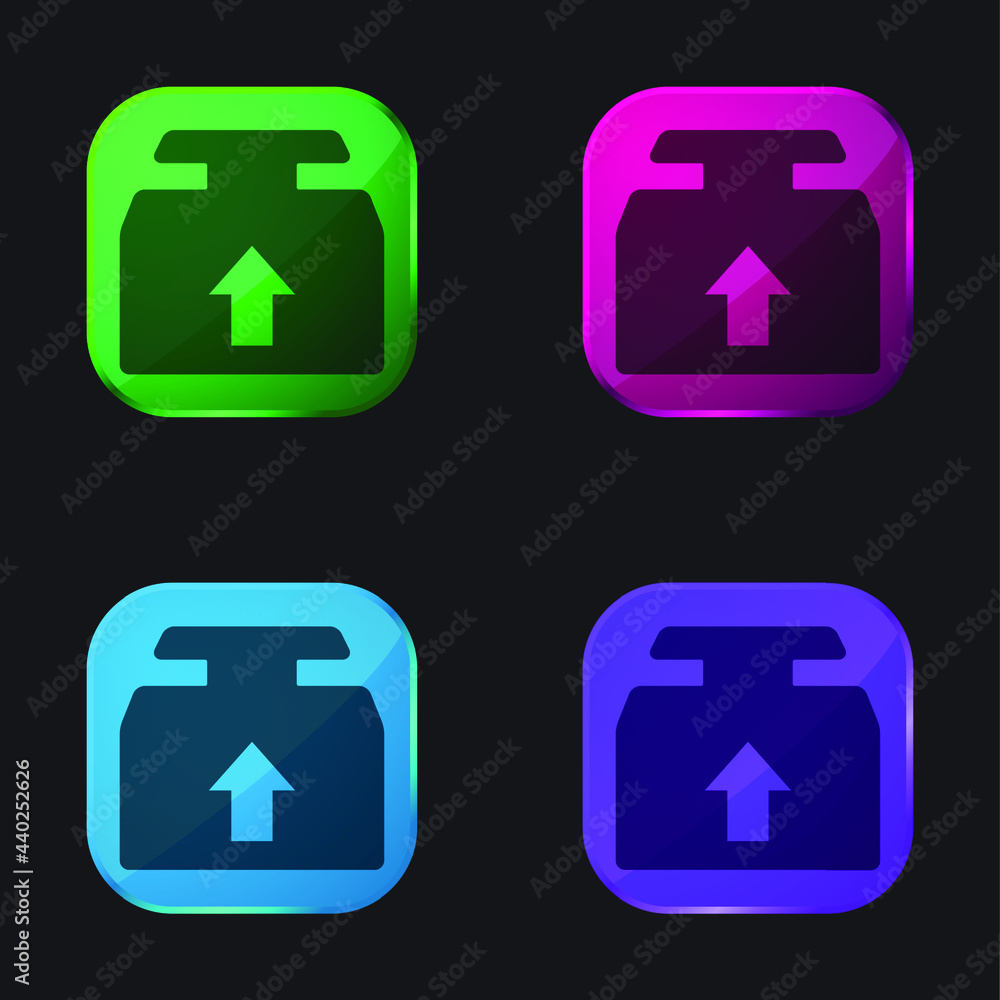 Box four color glass button icon Box four color glass button icon