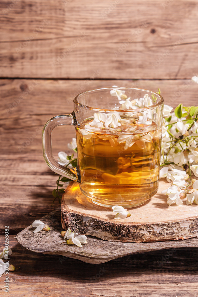 Tea from rose hips flowers, vitamin drink, hard light, dark shadow