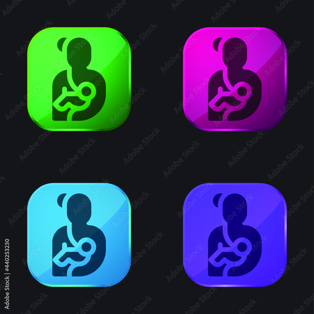 Breastfeeding four color glass button icon Breastfeeding four color glass button icon