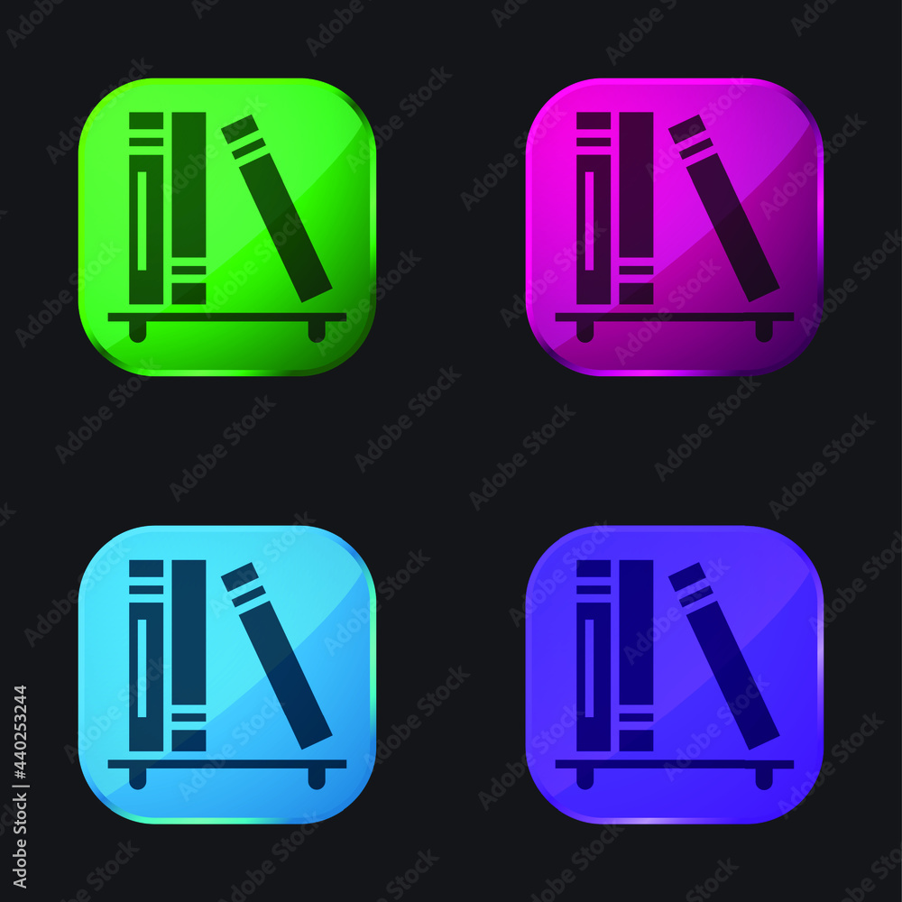 Fototapeta premium Books four color glass button icon