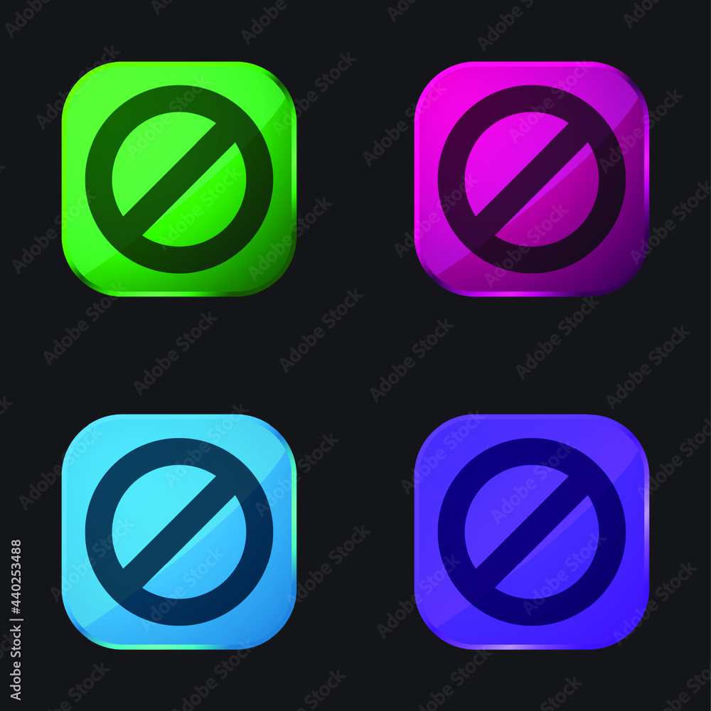 Block four color glass button icon Block four color glass button icon