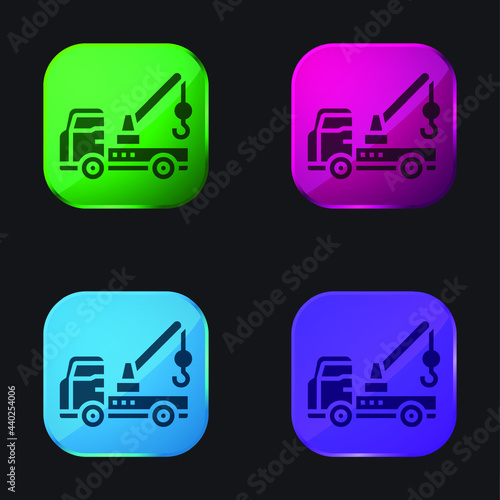 Breakdown four color glass button icon