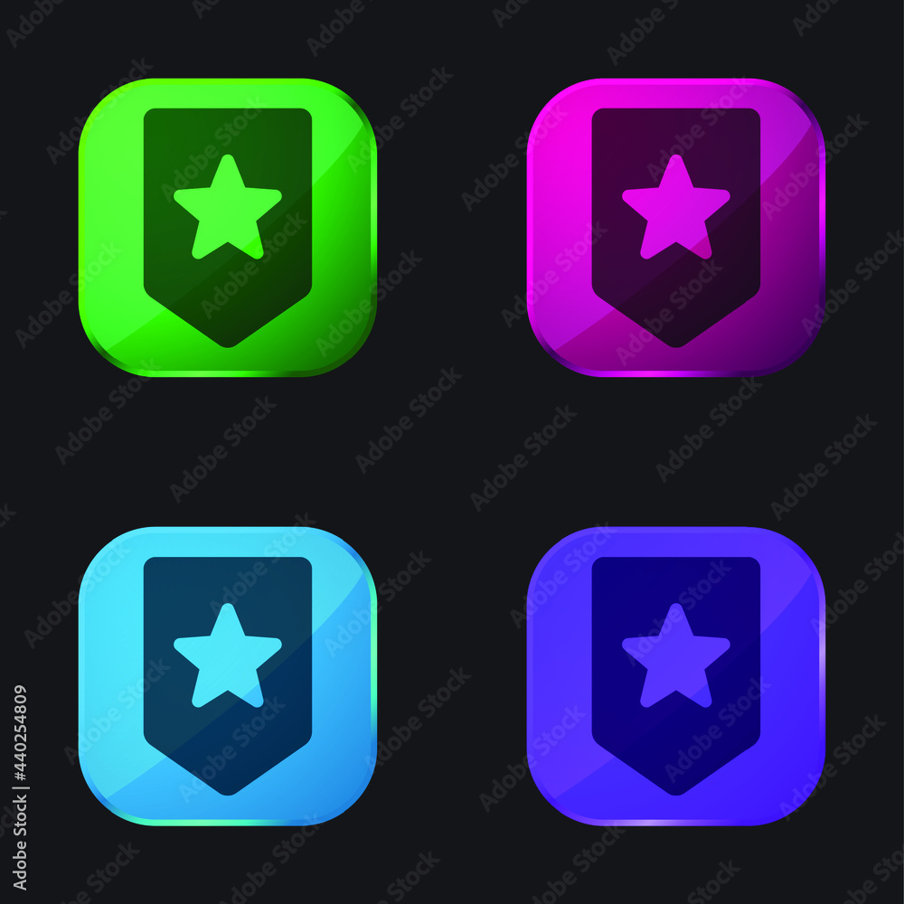 Obraz premium Bookmark four color glass button icon