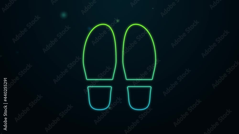 Glowing neon line Footsteps icon isolated on black background. Detective is investigating. To follow in the footsteps. 4K Video motion graphic animation Glowing neon line Footsteps icon isolated on black background. Detective is investigating. To follow in the footsteps. 4K Video motion graphic animation