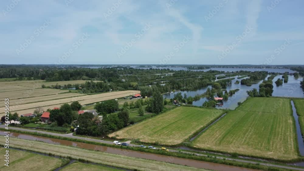 Aerial view of small islands in the Lake Loosdrechtse Plassen, near Breukelen, the Netherlands 
