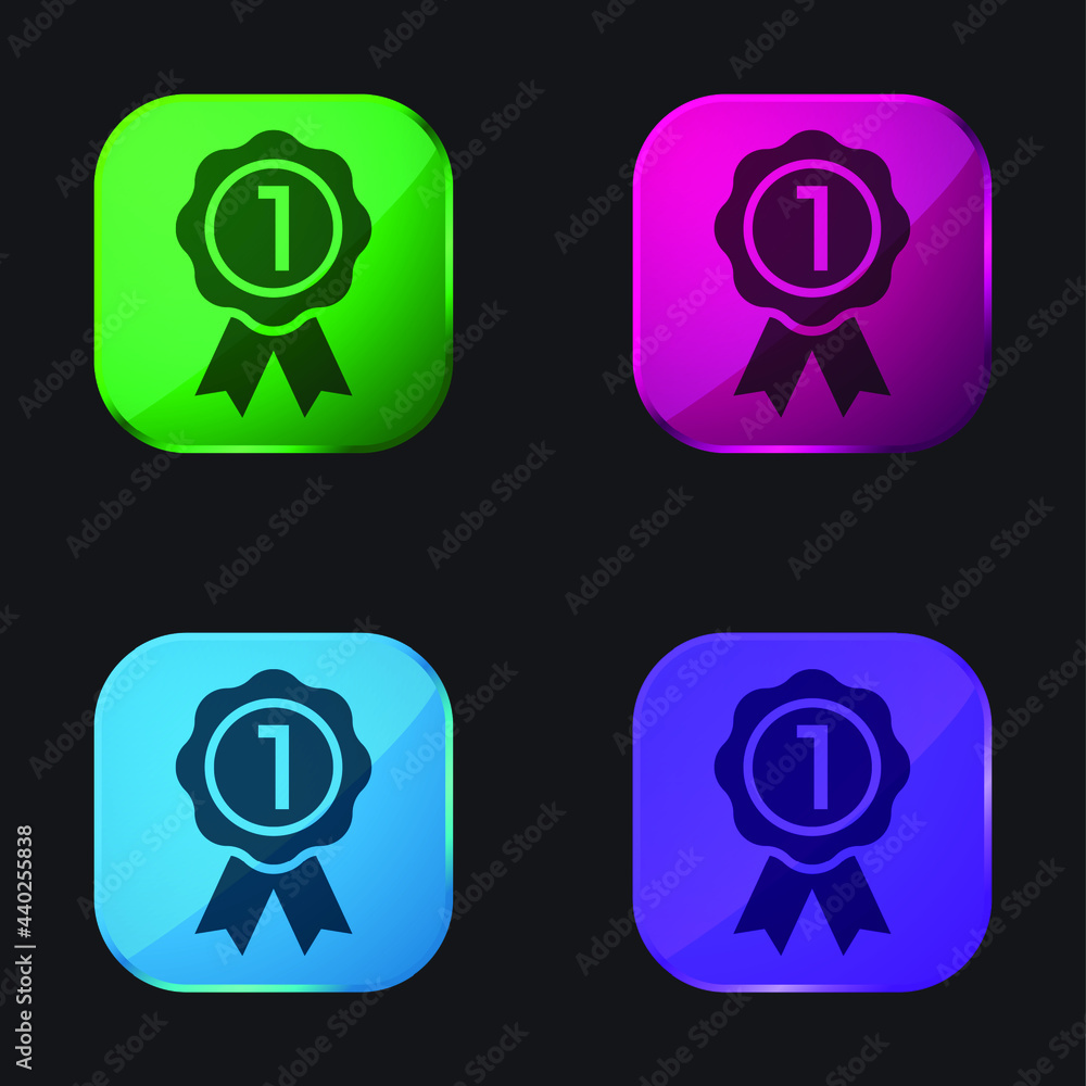 Badge four color glass button icon Badge four color glass button icon