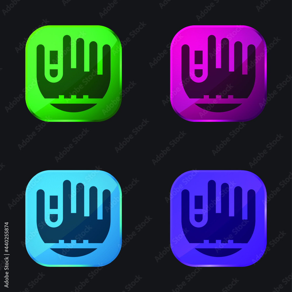 Baseball Glove four color glass button icon Baseball Glove four color glass button icon
