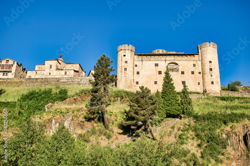 Castillo sobre colina del siglo XV de los condes de Benavente en la villa Puebla de Sanabria, provincia de Zamora, España photo