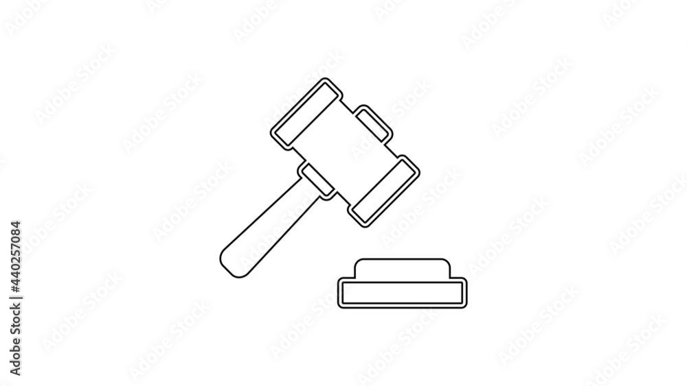 Black line Judge gavel icon isolated on white background. Gavel for adjudication of sentences and bills, court, justice. Auction hammer. 4K Video motion graphic animation Black line Judge gavel icon isolated on white background. Gavel for adjudication of sentences and bills, court, justice. Auction hammer. 4K Video motion graphic animation