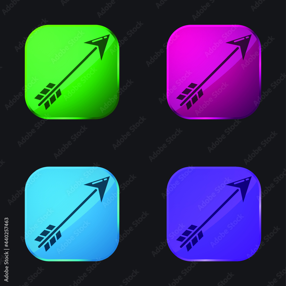 Arrow four color glass button icon Arrow four color glass button icon