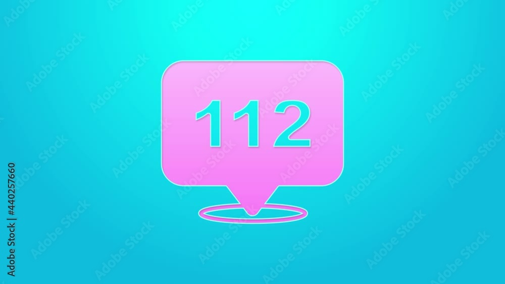 Pink line Telephone with emergency call 112 icon isolated on blue background. Police, ambulance, fire department, call, phone. 4K Video motion graphic animation Pink line Telephone with emergency call 112 icon isolated on blue background. Police, ambulance, fire department, call, phone. 4K Video motion graphic animation