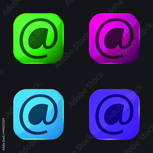 Arroba Symbol four color glass button icon